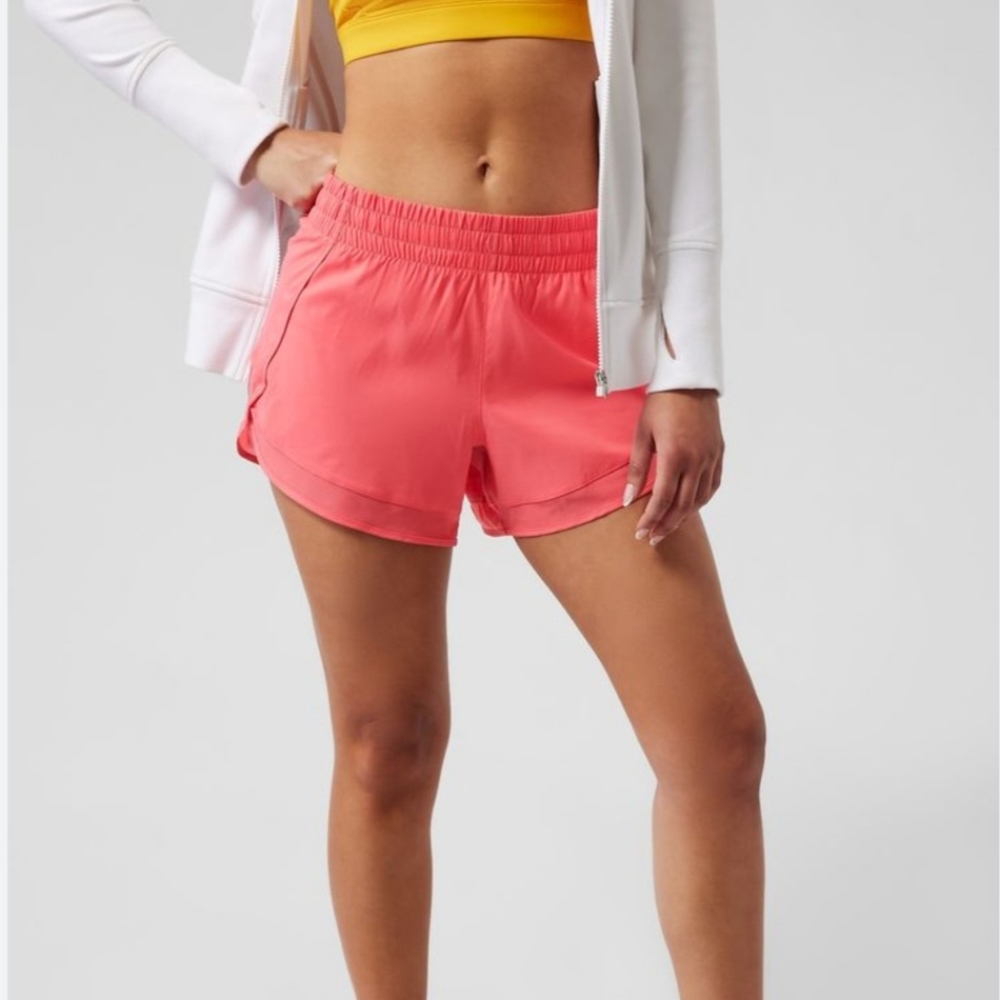 Athleta mesh racer short 4" pink